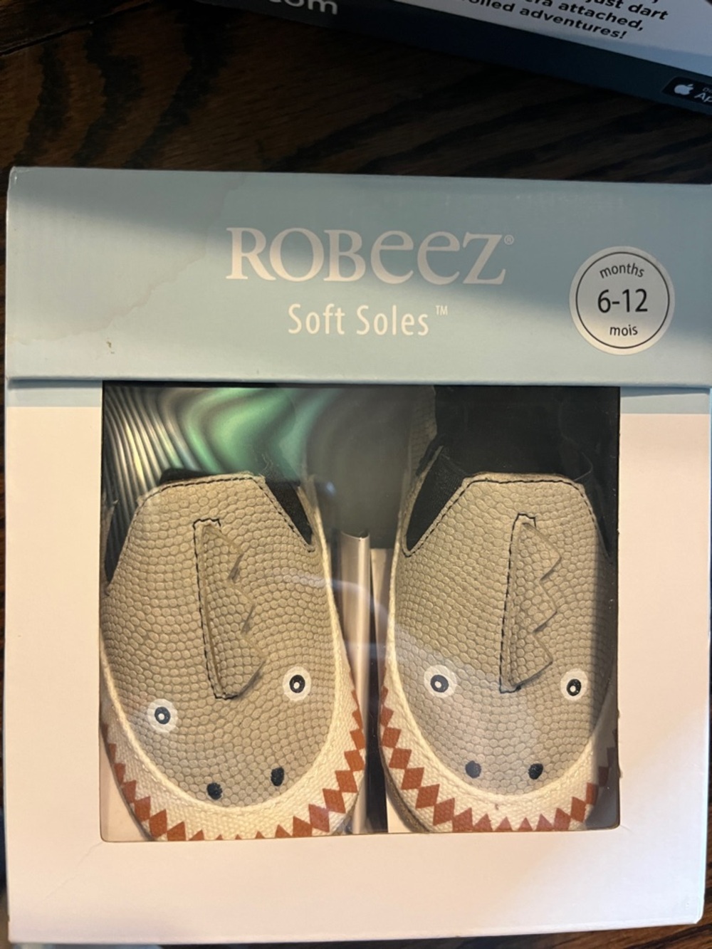 Robeez Beige Shark Soft Soles Baby Slip-On Shoes